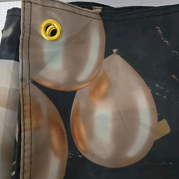 NEW Black Gold Happy Birthday Door Banner Backdrop Decoration Photo Grommet - Picture 8 of 8